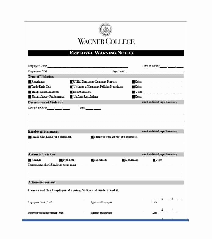 Employee Warning Notice Template Awesome Employee Warning Notice Download 56 Free Templates &amp; forms