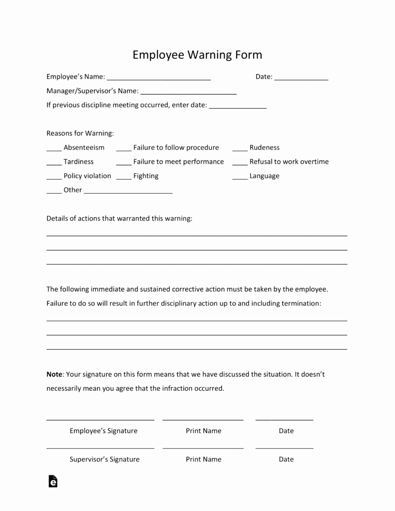 Employee Warning Notice Template Awesome Free Employee Warning Notice Template Pdf Word