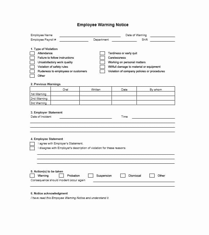 Employee Warning Notice Template Fresh Employee Warning Notice Download 56 Free Templates &amp; forms
