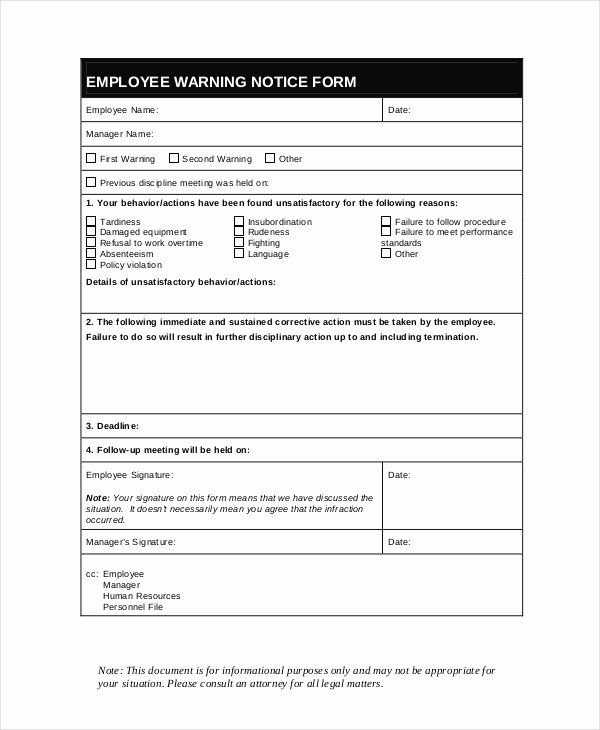 Employee Warning Notice Template Luxury 12 Printable Employee Warning Notice Templates Google Docs Ms Word Apple Pages Pdf