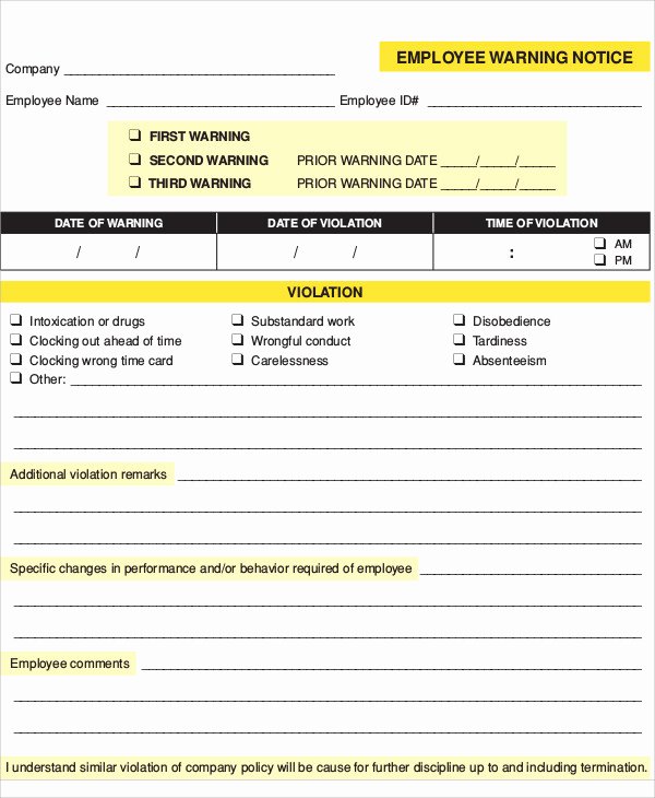 Employee Warning Notice Template Unique 7 Employee Warning Notice Templates Pdf Google Docs Ms Word Apple Pages