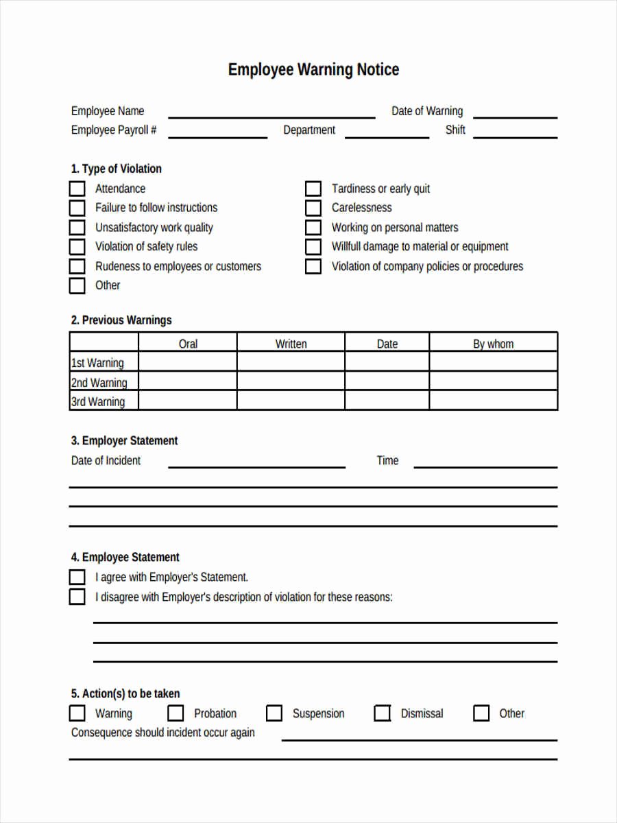 Employee Warning Notice Template Unique Warning Notice form 8 Free Documents In Word Pdf