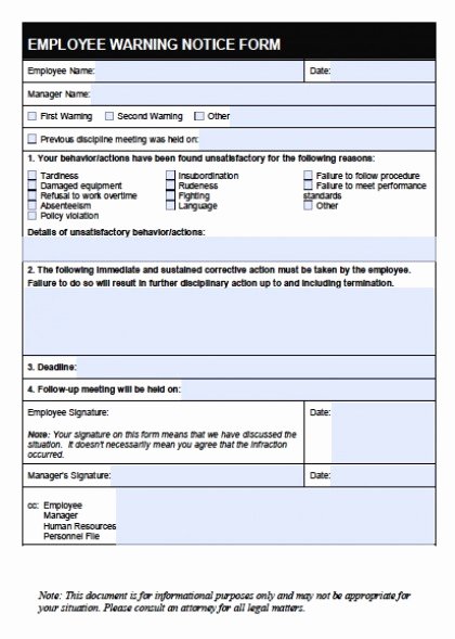 Employee Warning Notice Template Word Lovely Download Employee Write Up forms