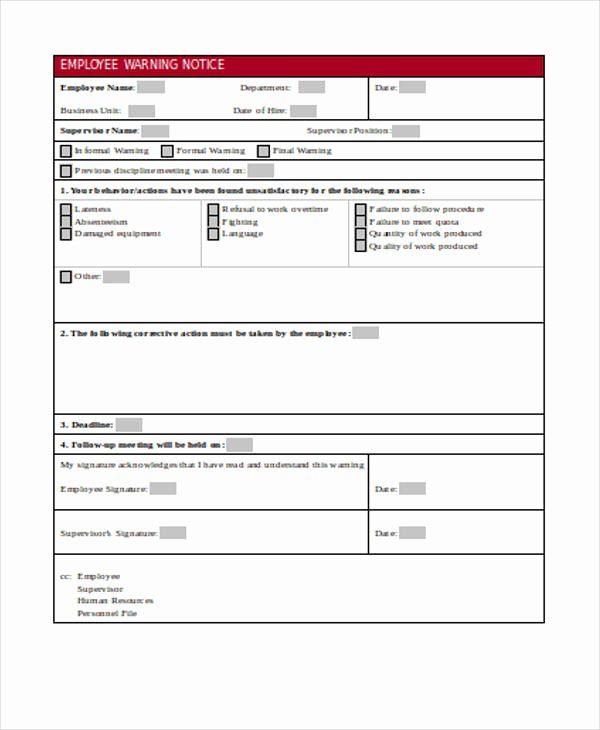 Employee Warning Notice Template Word Lovely Free 27 Notice forms