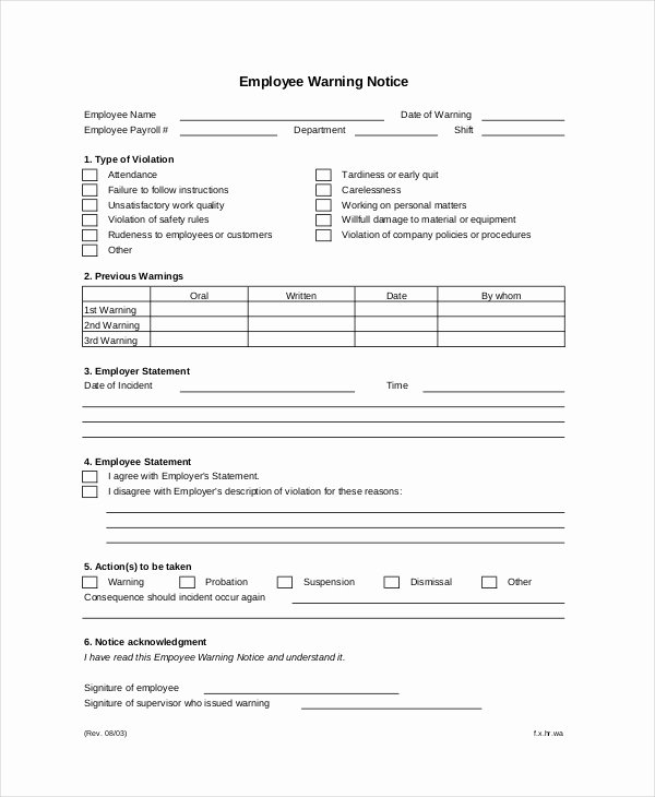 Employee Warning Notice Template Word Luxury 12 Printable Employee Warning Notice Templates Google Docs Ms Word Apple Pages Pdf