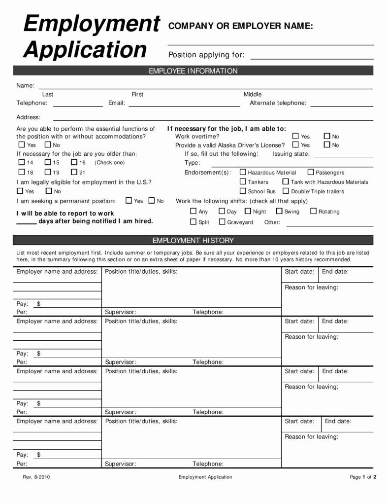 Employment Application form Doc Fresh 7 Application form Templates