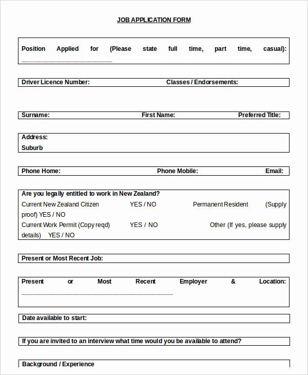 Employment Application form Doc Lovely Blank Job Application 8 Free Word Pdf Documents