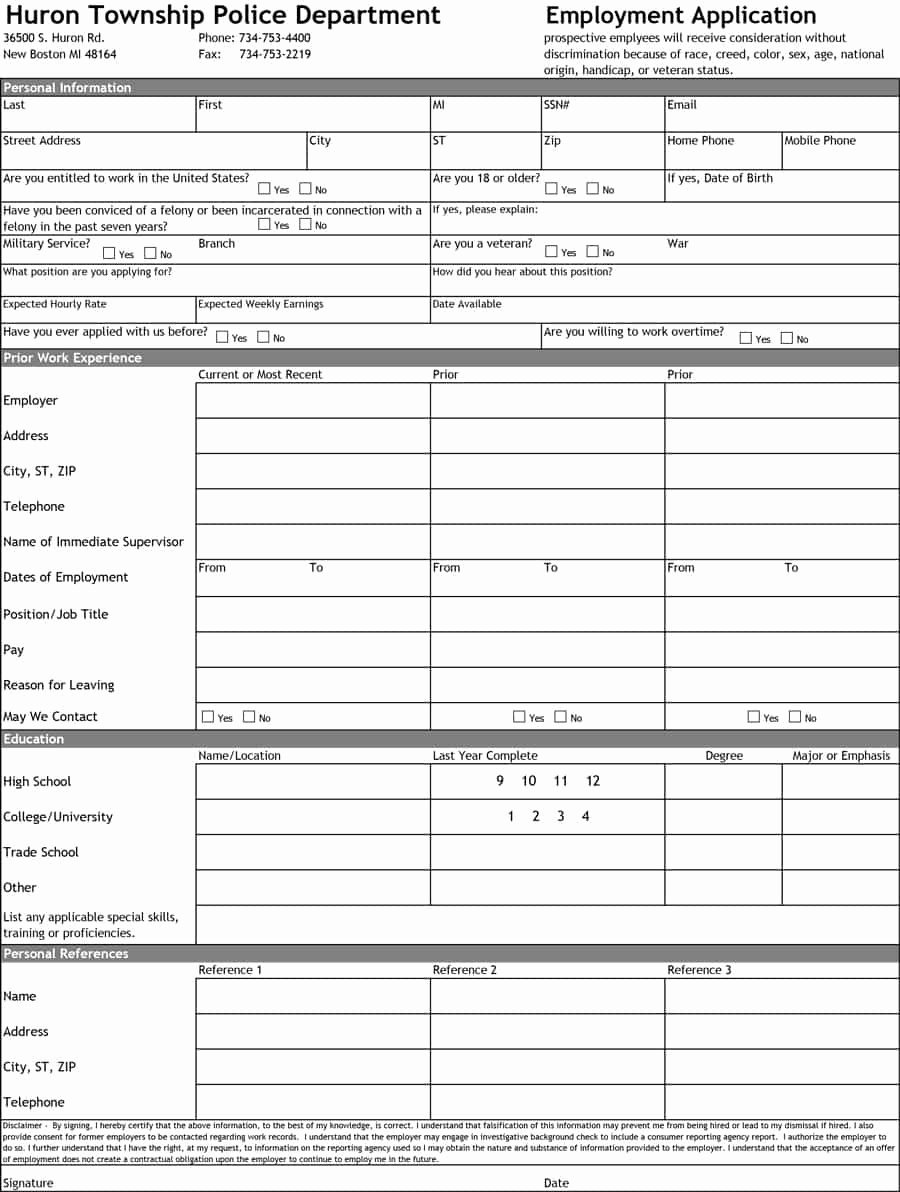 Employment Application form Doc Luxury 8 Free Standard Job Application form Template format