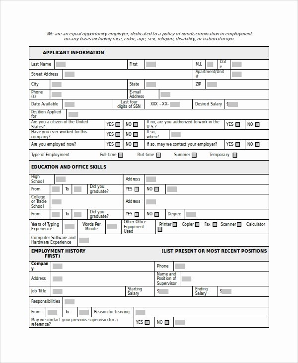 Employment Application form Doc New Sample Job Application form 24 Documents In Pdf Word
