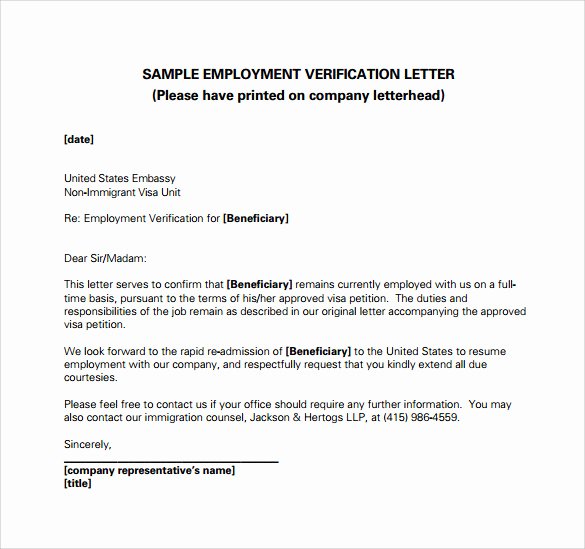 Employment Verification Letter for Immigration Luxury Employment Verification Letter 14 Download Free Documents In Pdf Word