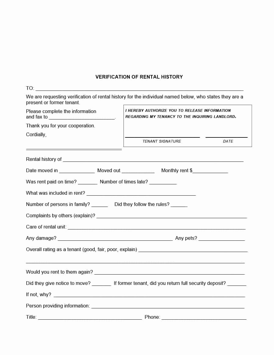 Employment Verification Release form Elegant 29 Rental Verification forms for Landlord or Tenant