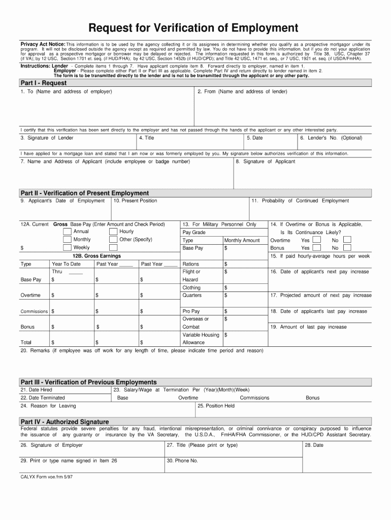 request verification of employment form pdffiller