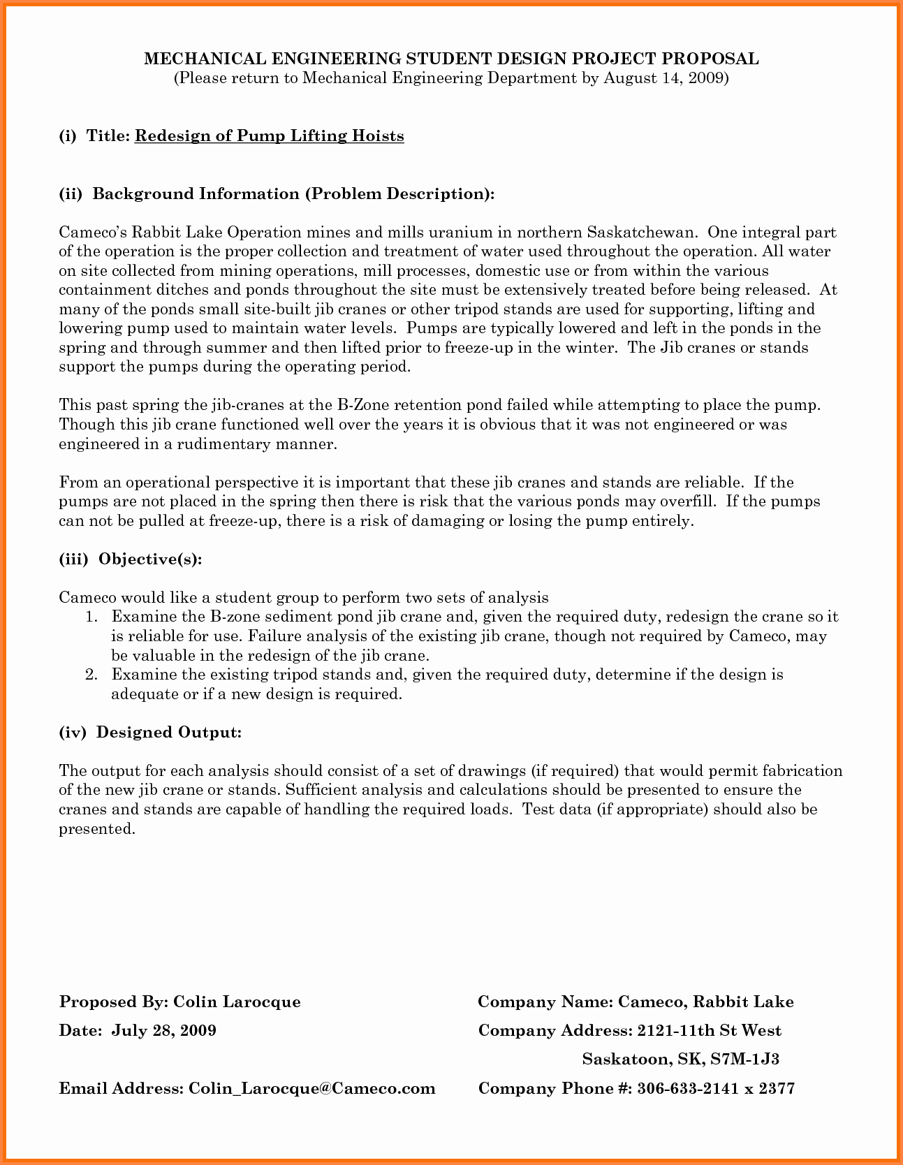 Engineering Project Proposal Template Best Of 7 Engineering Project Proposal Template