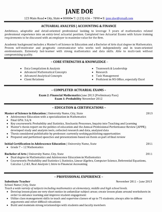 Entry Level Actuary Resume Awesome Actuarial Analyst Resume Sample &amp; Template