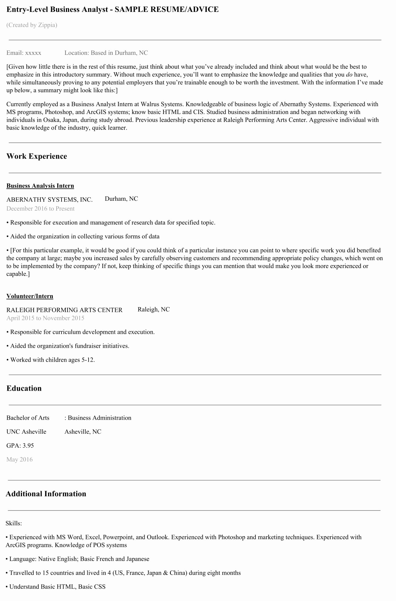 Entry Level Business Analyst Resume Beautiful How to Write the Perfect Business Analyst Resume Zippia