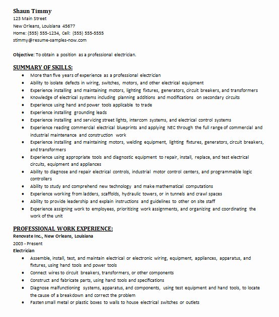 Entry Level Electrical Engineer Resume Unique Apprentice Electrical Engineer Resume 4