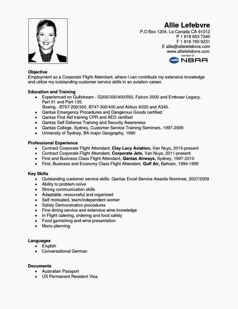 25 Entry Level Flight Attendant Resume Business Template Example