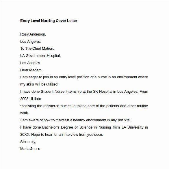 Entry Level Nurse Cover Letter Best Of Entry Level Cover Letter Templates 9 Free Samples Examples &amp; format