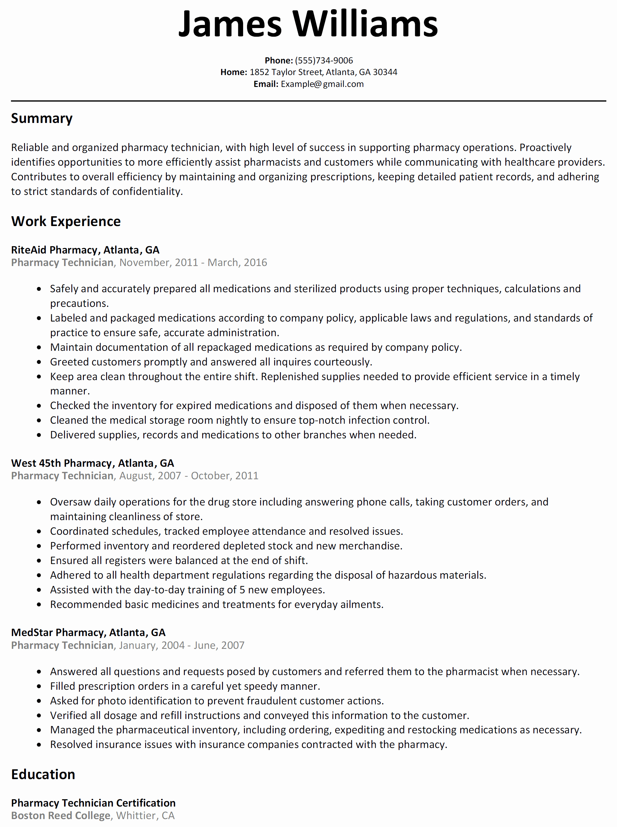 Entry Level Pharmacy Technician Resume Awesome Pharmacy Technician Resume Sample