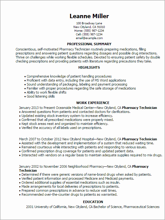Entry Level Pharmacy Technician Resume Awesome Professional Pharmacy Technician Templates to Showcase Your Talent