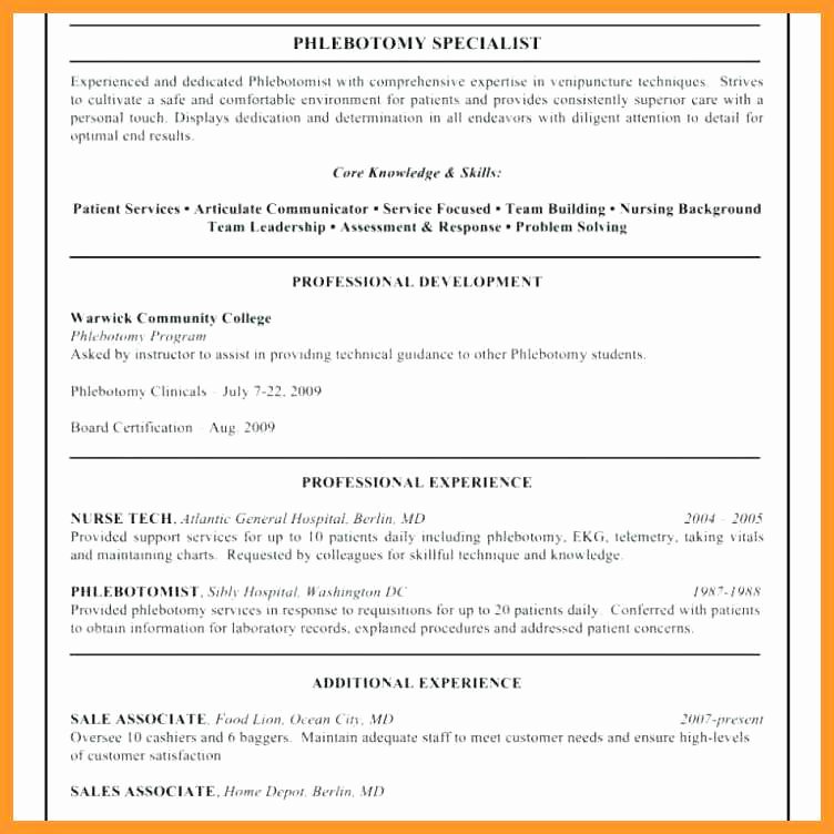 Entry Level Phlebotomy Resume Inspirational 12 13 Certified Phlebotomist Resume
