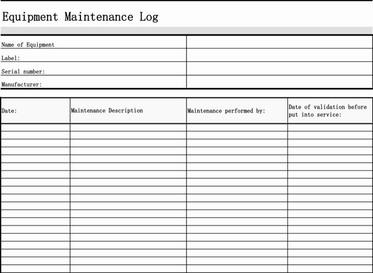 Equipment Maintenance Log Book Inspirational 9 Maintenance Log Template Free Download