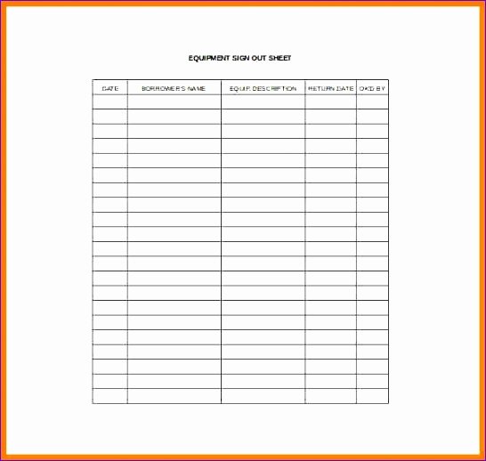 Equipment Sign Out Sheet Template Awesome 12 Sign Out Sheet Template Excel Exceltemplates Exceltemplates