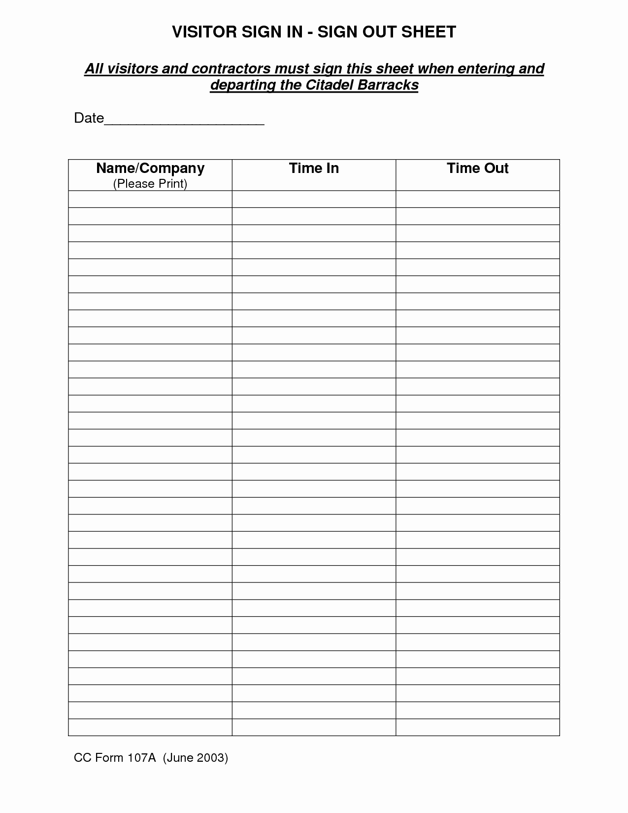Equipment Sign Out Sheet Template New 8 Best Of Sign Out Sheet Template Printable Free Printable Sign Out Sheets tool Sign