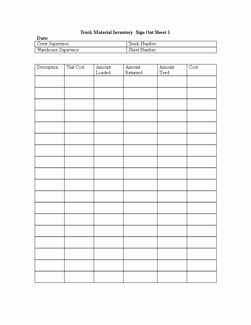 Equipment Sign Out Sheet Template New Inventory Sign Out Sheet Template
