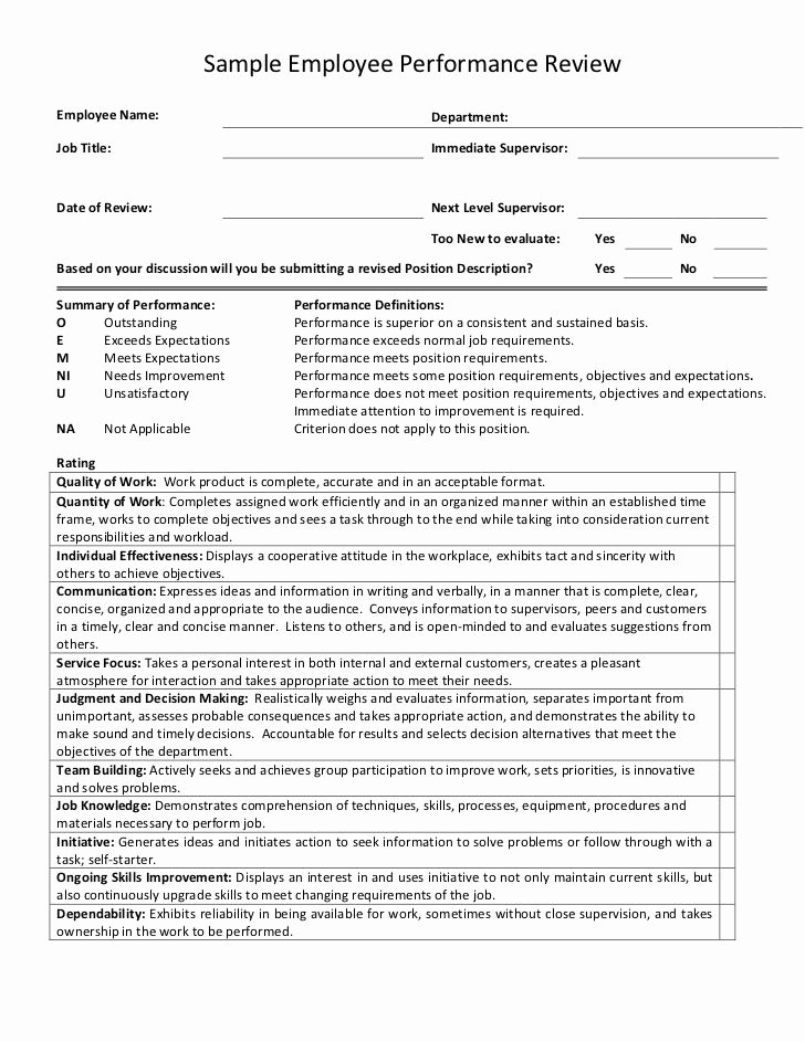 Evaluation Letter Sample for Employee Luxury Employee Performance Review Examples