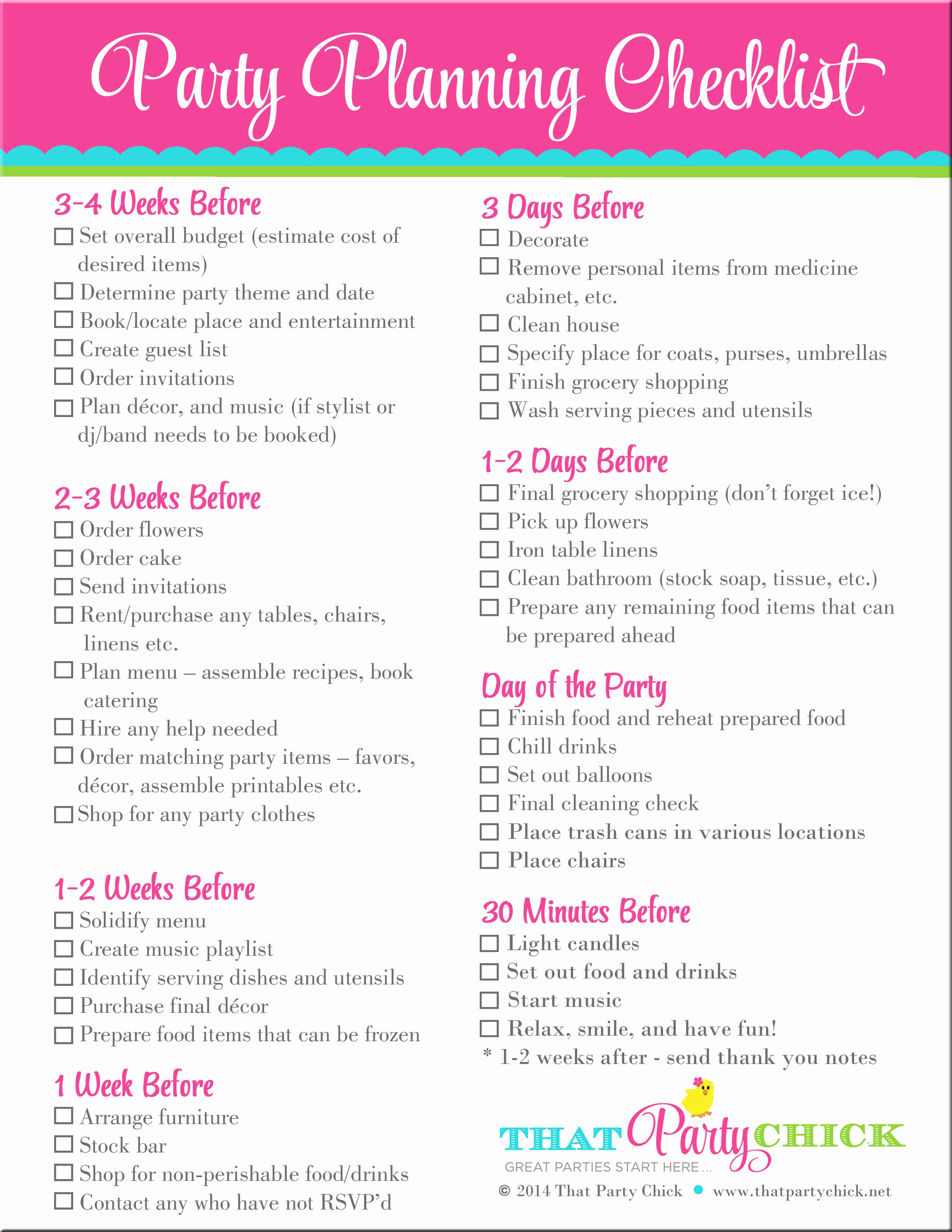 Event Planning Checklist Pdf Best Of Party Planning Checklist Free Download that Party Chick