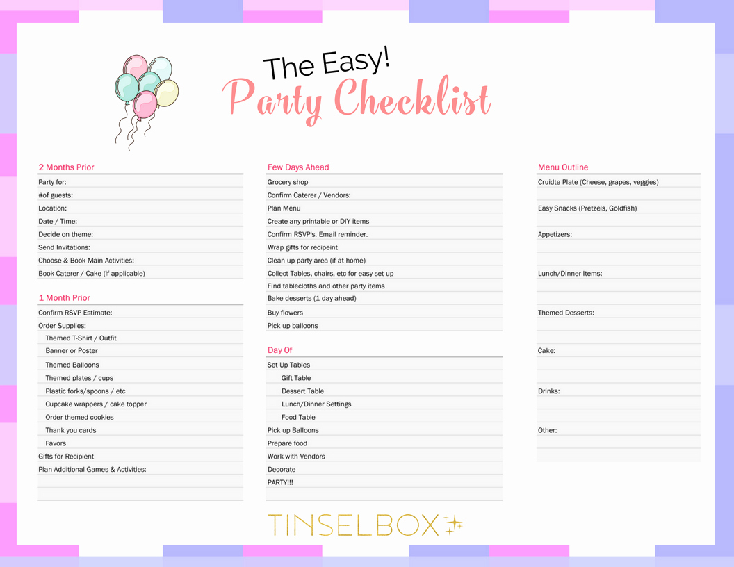 Event Planning Checklist Pdf Best Of the Easy Party Planner Checklist Tinselbox