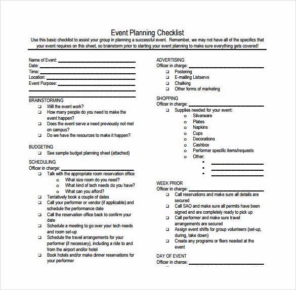 Event Planning Checklist Template Inspirational Sample event Checklist Template 8 Free Documents In Pdf Word
