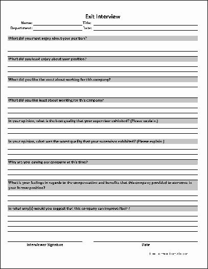 Exit Interview form Pdf Luxury Free Basic Simple Exit Interview From formville