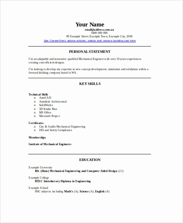 Experienced Mechanical Engineer Resume Beautiful 21 Experienced Resume format Templates Pdf Doc