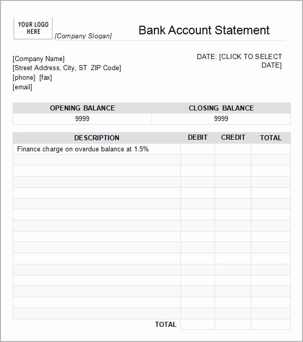 Fake Chase Bank Statement Template Fresh 7 Bank Statement Templates Word Excel Pdf formats