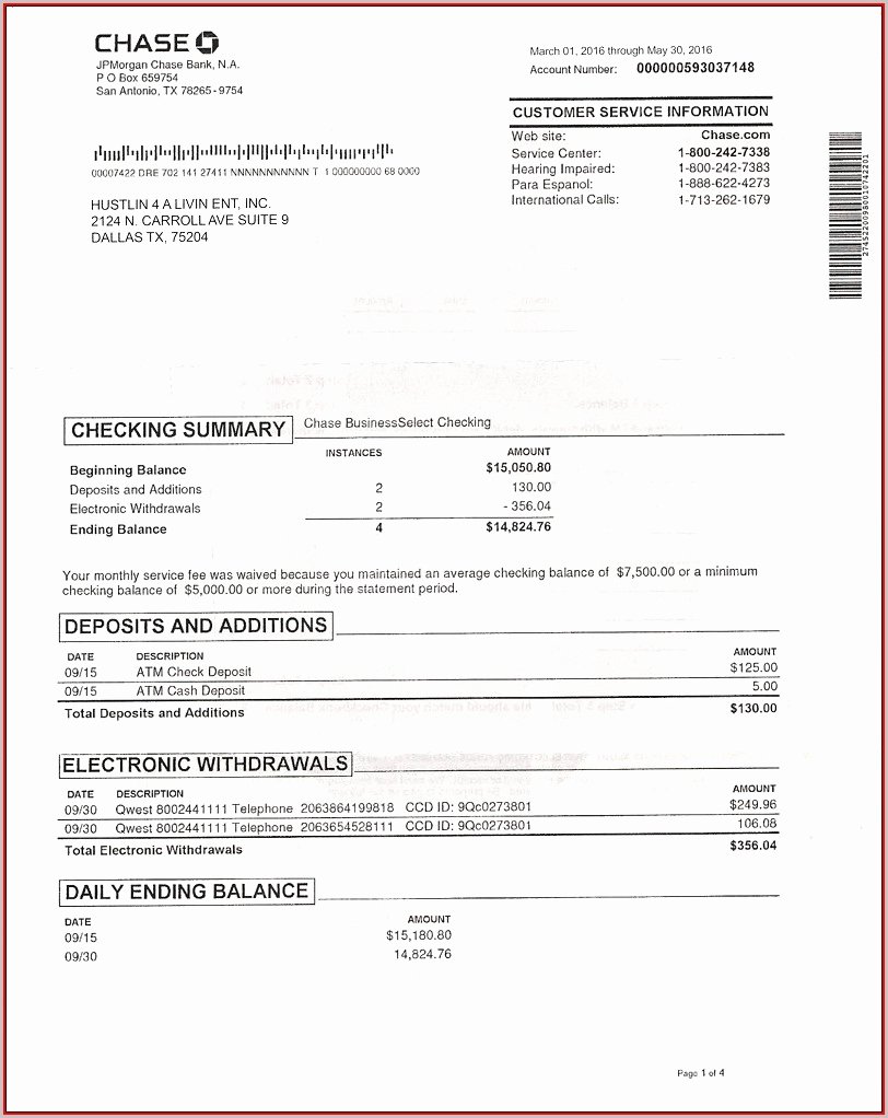 Fake Chase Bank Statement Template Unique Fake Business Bank Statements