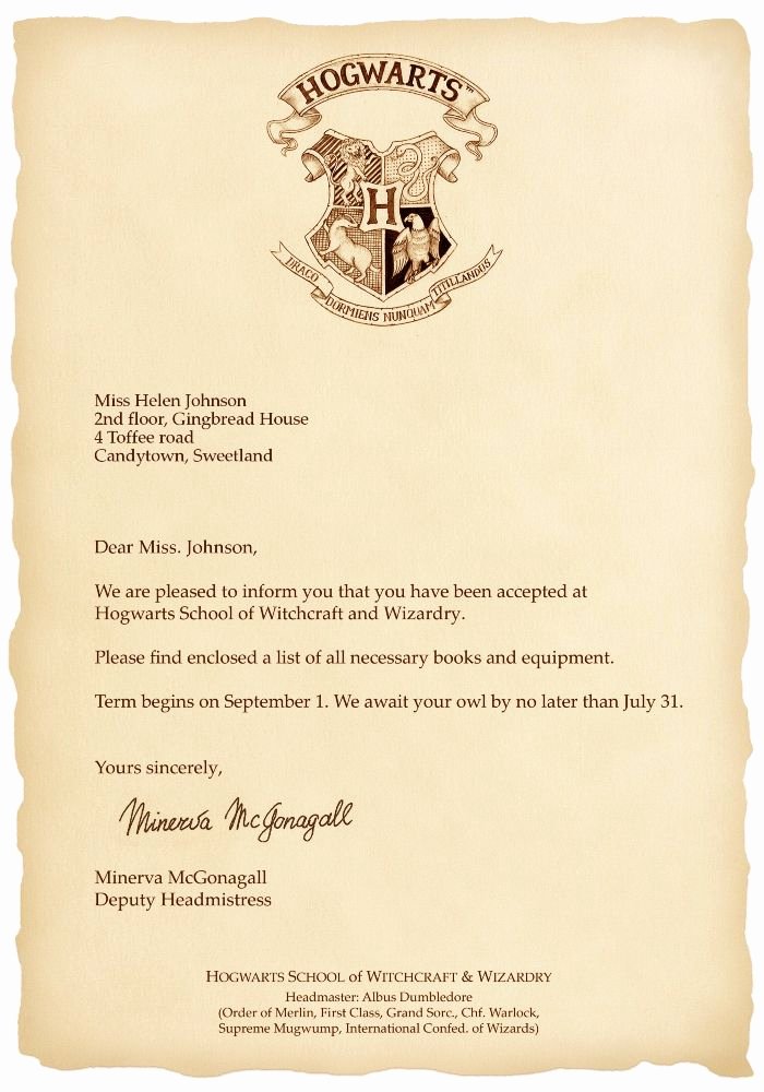 Fake College Acceptance Letter Maker New Create A Letter From Hogwarts Your Magical Hogwarts Acceptance Letter Here Free