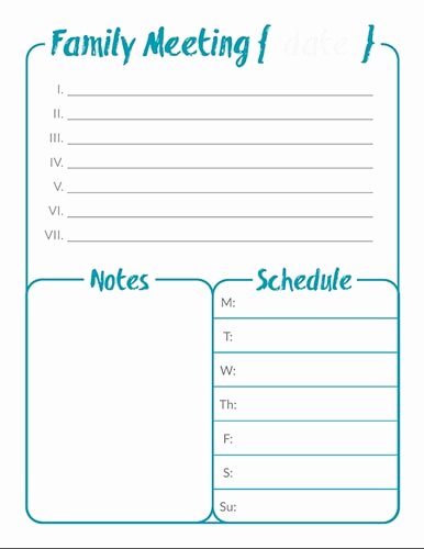 Family Meeting Agenda Templates New the Power Of the Family Meeting