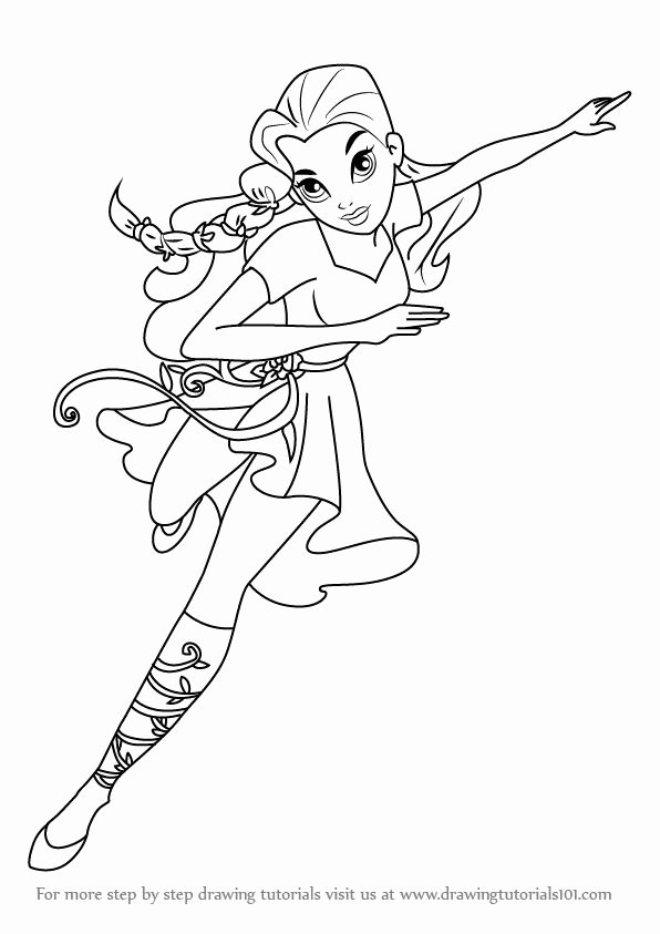 Female Superhero Coloring Pages Inspirational How to Draw Poison Ivy From Dc Super Hero Girls Step 0 596×843 Aniversários