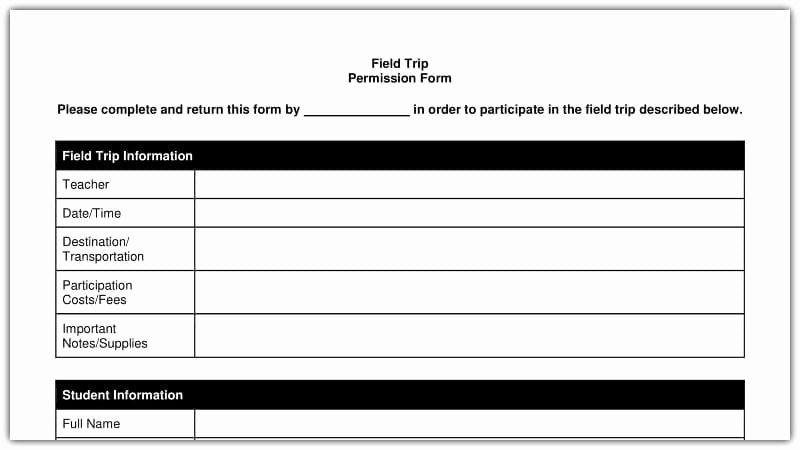 Field Trip Permission Slip Pdf Inspirational Free Field Trip and School Permission forms Templates Weareteachers