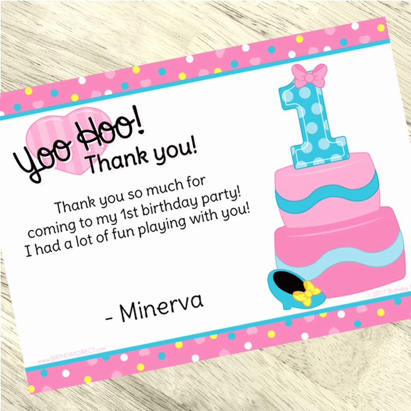 First Birthday Thank You Cards Best Of Bow 1st Birthday Custom Thank You Cards 24ct