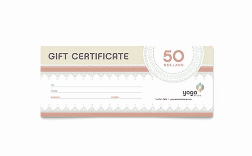 Fitness Gift Certificate Template Awesome Yoga Instructor Gift Certificate Templates