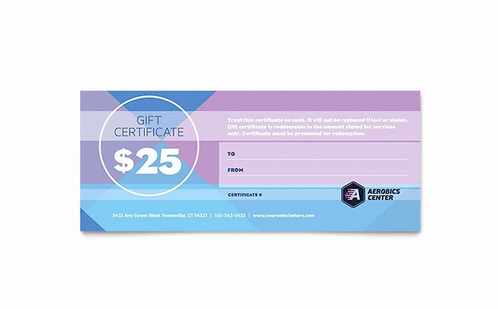 Fitness Gift Certificate Template Unique Aerobics Center Gift Certificate Template Word &amp; Publisher