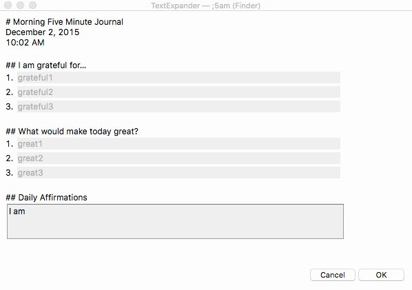 Five Minute Journal Template Best Of Five Minute Journal Textexpander Snippets