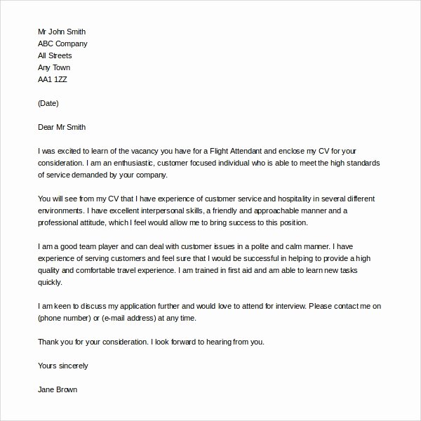 Flight attendant Cover Letter Awesome Sample Flight attendant Cover Letter 6 Free Documents In Pdf Word