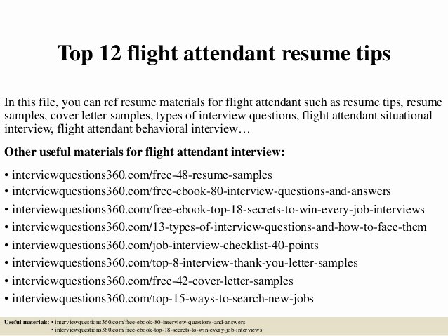 Flight attendant Resume No Experience Elegant top 12 Flight attendant Resume Tips