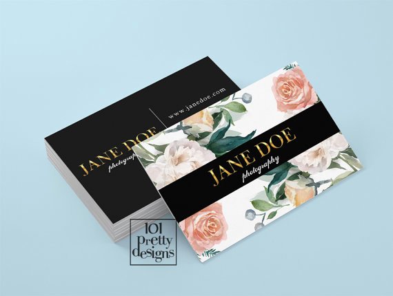 Florist Business Cards Design Elegant Floral Business Card Design Watercolor Flowers Business Card