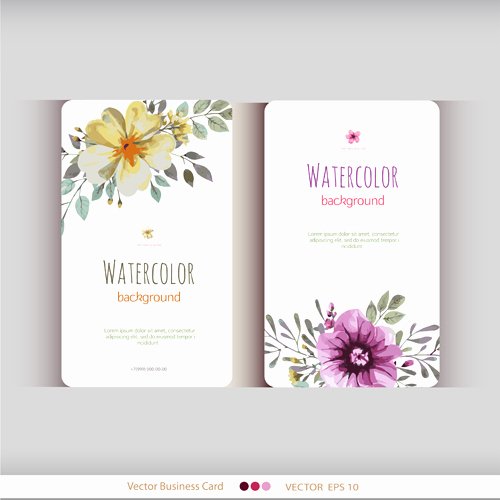 Florist Business Cards Design Lovely Beautiful Watercolor Flower Business Cards Vector Set 15