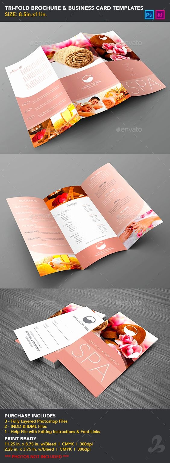 Foldable Business Card Template Elegant Tri Fold Brochure &amp; Business Card Templates Spa